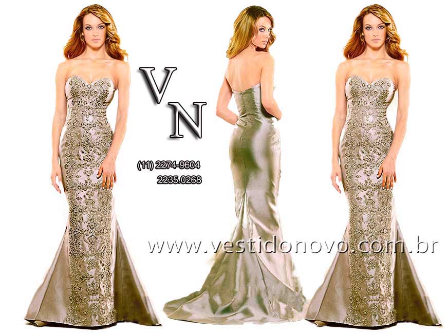 Vestido Me da Noiva, prata, renda com pedraria em zibeline importada, plus size, So Paulo